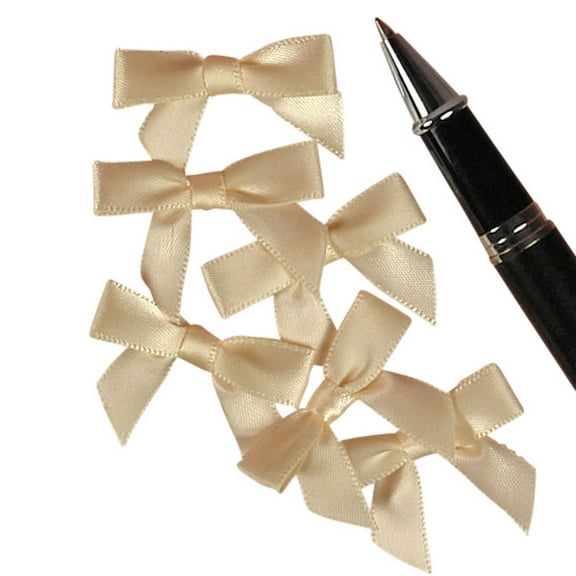 Mini Ivory Satin Bows - 1 3/8 in. x 1in. - 50 Pack (601352)