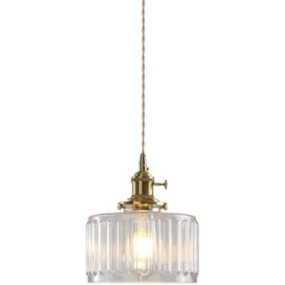 Mini Japanese Style Glass Pendant Lighting for Above Sink, Small Vintage Transparent Glass Pendant Light Fixture, Rustic Pendant Lamp, Modern Farmhouse Pendant Light for Kitchen Bar Bedside