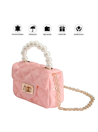 Mini Jelly Purse Flap Handbag With Pearls Top Handle Faux Quilted Crossbody  Bag