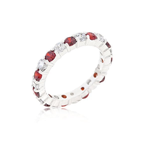Mini Jessica Band with Garnet Cubic Zirconia Size 5