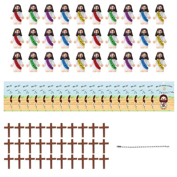 Mini-Jesus Characters Set in Multicolor PVC Material for Easter Decorations and Religious Activities, 20 or 30 Packs