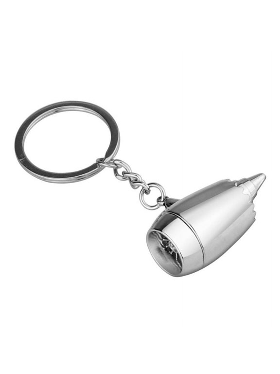 Mini Jet Turbine Engine Keychain - Metal Aviation Model with Rotating Blades