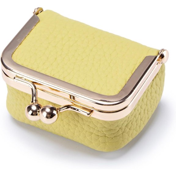 Mini Jewelry Case Cowhide Leather Kiss Lock Closure Walletfor Rings Earings Necklace Wirless Earphone Box