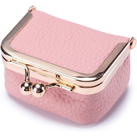 Mini Jewelry Case Cowhide Leather Kiss Lock Closure Walletfor Rings Earings Necklace Wirless Earphone Box