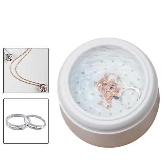 Mini Jewelry Cleaning Machine, Eyeglass Cleaner Washer for Rings Gold Dentures Lenses, Powerful Nondestructive Cleaning, Low Noise, Portable Small Jewelry Eyeglass Cleaner
