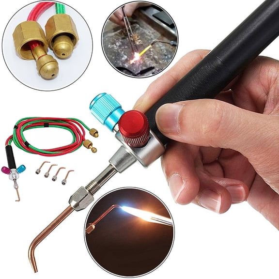 Mini Gas Welding Torch Kit | 5 Nozzles | Flexible Hoses | Little Torch for Soldering, Metalwork, Glass Blowing, Electronics | Works With Propane & Acetylene