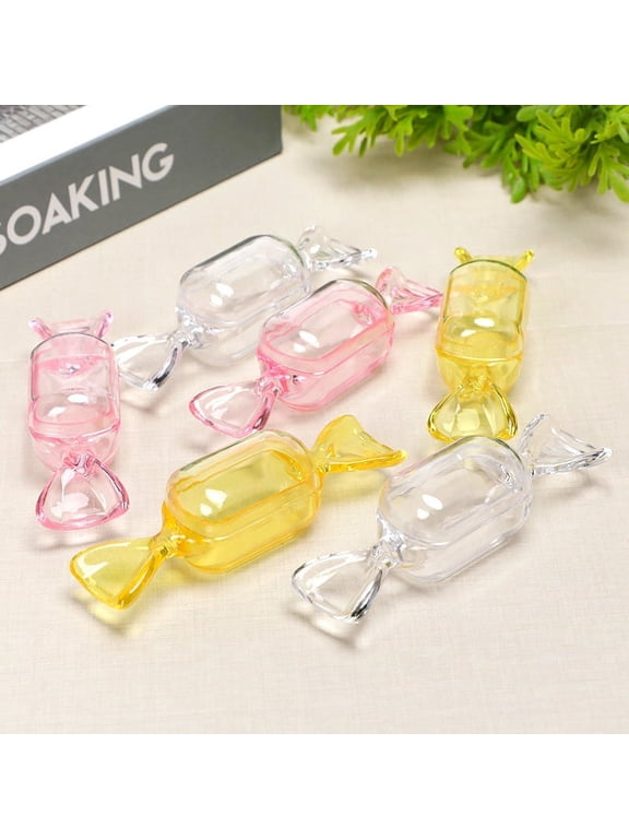 Mini Jewelry Organizer, 10pcs Candy Shaped Jewelry Box Ring Organizer with Lid, Plastic Candy Container Lovely Display Case DIY Jewelry Accessories for Christmas Wedding Party Travel Containers