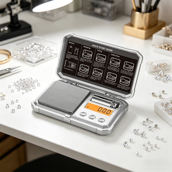 Mini Jewelry Scale 0.01g Digital Scale, Portable High Accuracy Gram Scale for Herbs Jewelry Weighing, Compact Travel Scale, Home Kitchen Office Use for Jewelers Herbalists Precision Measurement