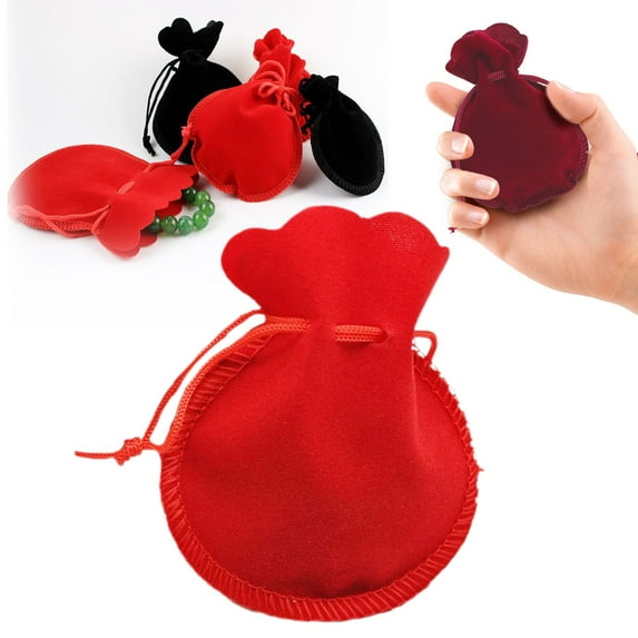Mini Jewelry Storage Bags Portable Small Accessories Organizer Pouch for Rings Earrings Necklaces Travel Home Jewelry Display Case(Red)
