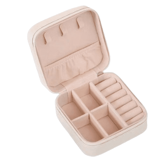 Mini Jewelry Storage Box Travel Case - Beige
