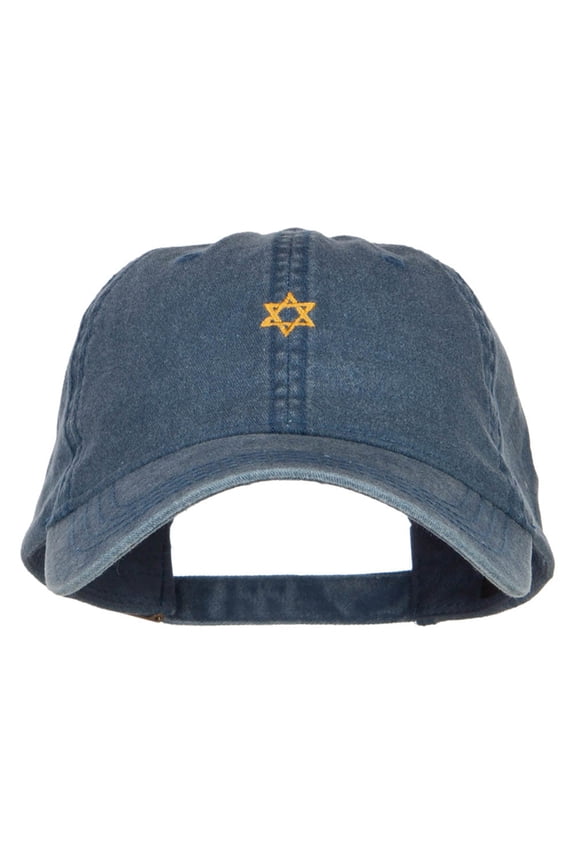 Mini Jewish Star of David Embroidered Cap - Navy OSFM
