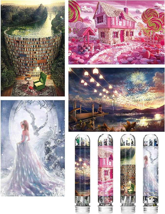 Mini Jigsaw Puzzles for Adults (4 Packs) DoubleSided Puzzle with