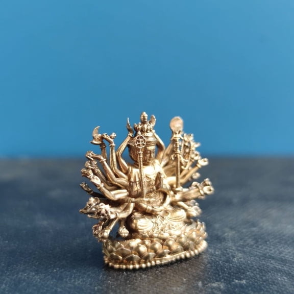 Mini Junti Bodhisattva Ornament Junti Buddha Mother Figure Offering Brass Statue
