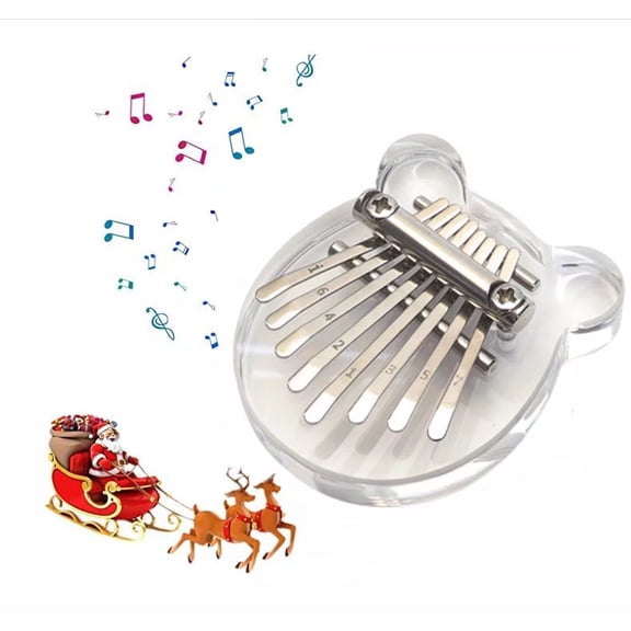 Mini Kalimba Thumb Piano, 8 Keys Finger Piano,Portable Marimba Musical Small Cute Kalimbas, Gift for Girls Kids Adults White, Bear