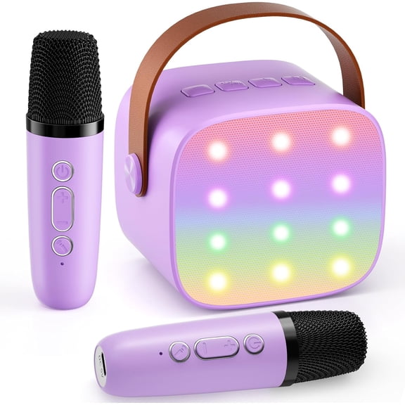 Mini Karaoke Machine with 2 Wireless Microphones, 2026 TOP Kids Portable Bluetooth Karaoke Machine for 3-12+Year Old, Christmas Birthday Gifts for Girls Boys Adults Home Party