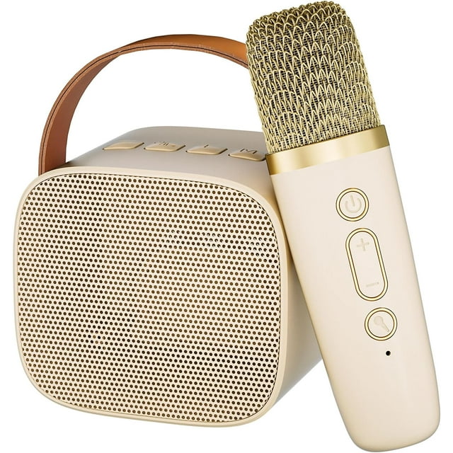 Mini Karaoke Machine with 2 Wireless Microphones for Kids Adults, 18 PreLoaded Songs, Portable