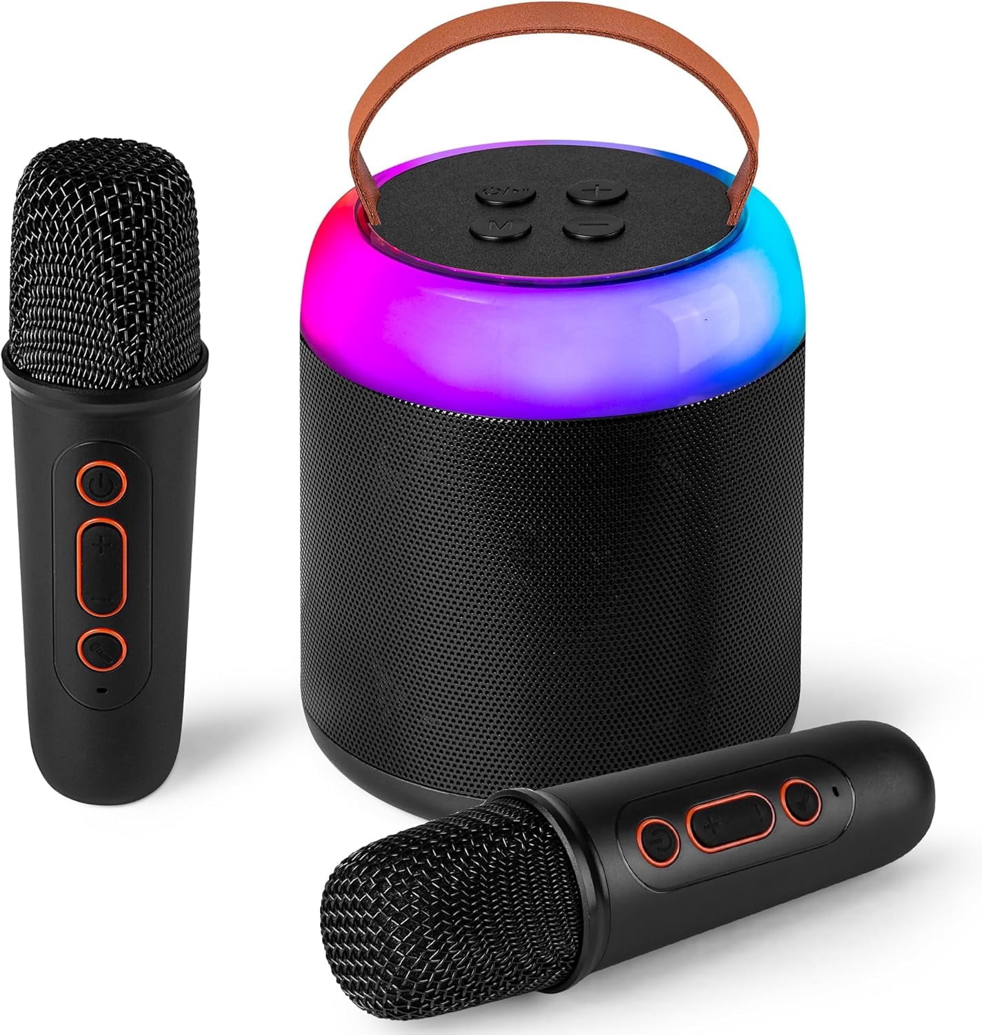 Mini Karaoke Machine with 2 Wireless Microphones for Kids Adults ...