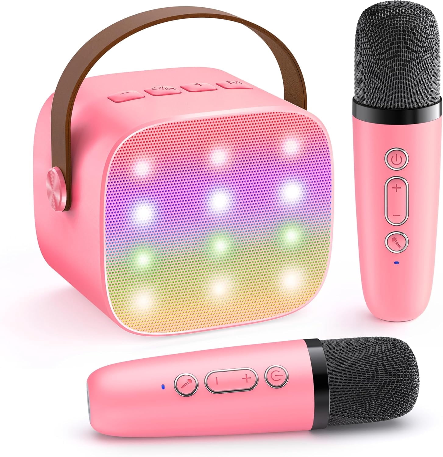 Mini Karaoke Machine for Adults, Portable Bluetooth Speaker with 2 Wireless Microphones, Most Popular Toys Birthday Gifts for Girls 4, 5, 6, 7, 8, 9, 10, 11, 12+ Years Old Toddler Teens（Rose）