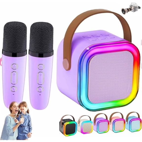 Mini Karaoke Machine K12 Portable Wireless Speaker with 2 Mic for Kids