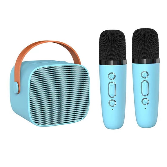 Mini Karaoke Machine for Kids with 2 Wireless Microphones, Portable Bluetooth Speaker with LED Lights & Magic Sound, Ideal Christmas or Birthday Gift for 3-12 Years Old Girls & Boys