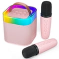 thumbnail image 1 of BONAOK Mini Karaoke Machine for Kids Adults, Gifts for Girls Boys Portable Bluetooth Speaker with 2 Microphones Wireless, Karaoke Toys for Birthday Home Party(Pink), 1 of 7