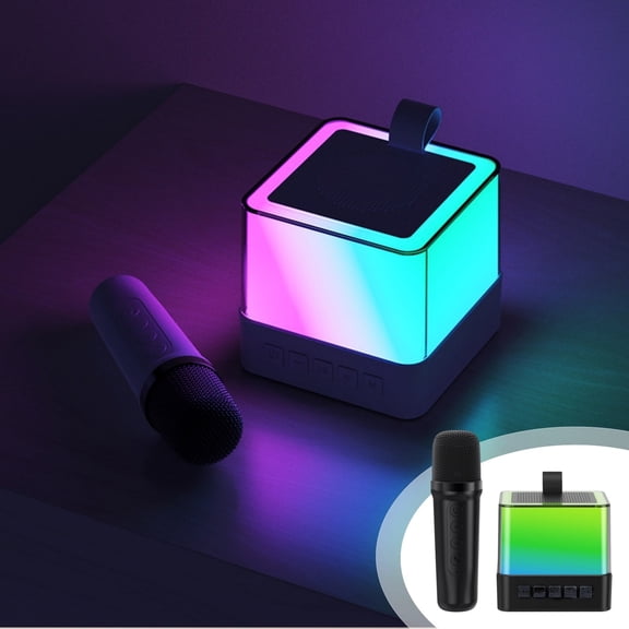 Mini Karaoke Machine for Kids Adults,Portable Bluetooth Karaoke Speaker with 1 Wireless Mics and LED Color Lights,Music Player Toys Gifts for Boys Girls Party Birthday