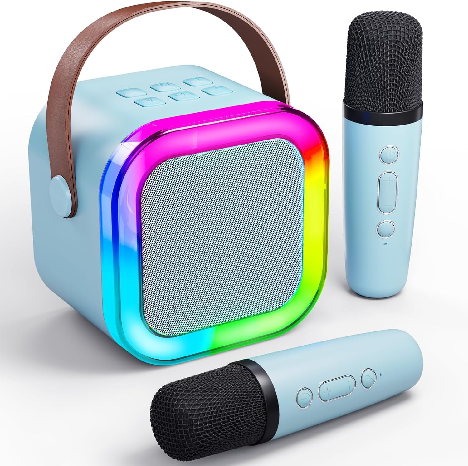 Mini Karaoke Machine for Kids Adults, Portable Bluetooth Karaoke Speaker with 2 Wireless Microphones for Kids Teens Adults, Ideal Gifts for Girls Boys Birthday Holiday Home Party (Pink)