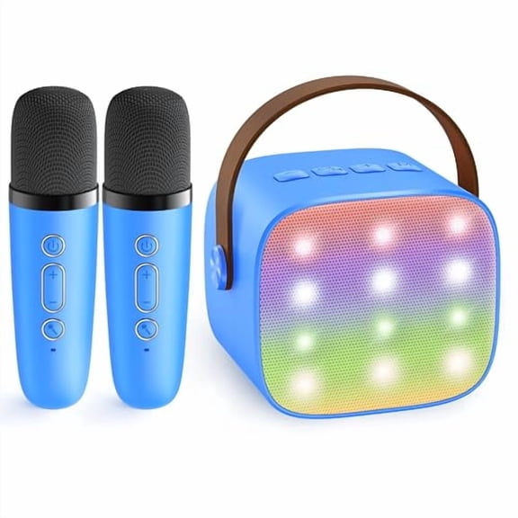 Mini Karaoke Machine for Kids Adults,Portable Bluetooth Speaker with 2 Wireless Microphones,Birthday Gifts Toys for Girls Boys Ages 3,4,5,6,7,8,9,10,11,12+ Years Old Toddler (Royal-Blue)