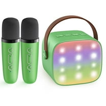 Mini Karaoke Machine for Kids Adults,Portable Bluetooth Speaker with 2 Wireless Microphones,Birthday Gifts Toys for Girls Boys Ages 3,4,5,6,7,8,9,10,11,12  Years Old Toddler (Green)