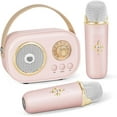 thumbnail image 1 of Mini Karaoke Machine for Kids&Adults,Portable Bluetooth Speaker with 2 Wireless Microphones and Stereo Sound Enhanced Bass,Gifts for Girls 6 7 8 9 10 11 12 Years Old Home Party Birthday(Pink), 1 of 6