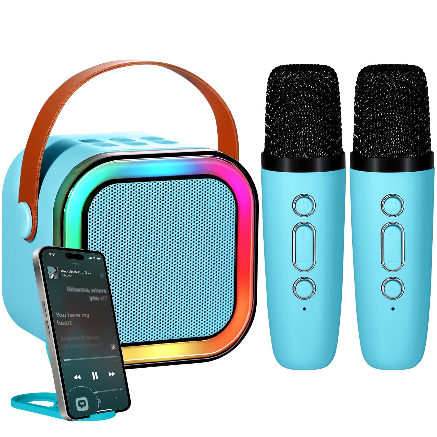 Mini Karaoke Machine for Kids Adults, Portable Bluetooth Speaker with 2 Wireless Microphones,Toys Birthday Gifts for Girls Ages 4, 5, 6, 7, 8,9,10,11,12+ Years Old Toddler Teens