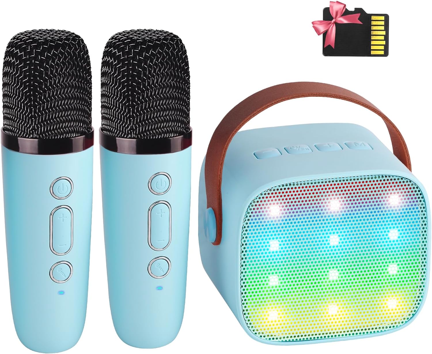 Mini Karaoke Machine for Kids, Portable Bluetooth Speaker with 2