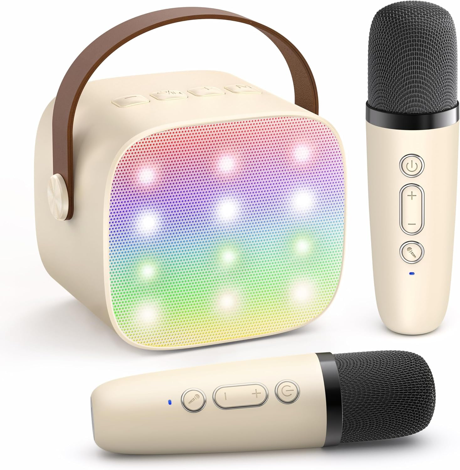Kids Karaoke Machine With Wireless Microphones - Portable Bluetooth Speaker With LED Lights For Ages 4-12