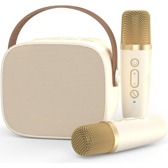 Mini Karaoke Machine Microphone,Fun Toys Christmas Birthday Gifts for Adult Kids/Toddler Boys Girls 3 4 5 6 7 8 9 10 11 12+,Portable Bluetooth Speaker with 2 Wireless Microphone