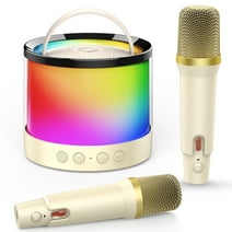 Mini Karaoke Machine Microphone for Kids Adults, Portable Bluetooth Speaker with 2 Microphones, Toys Gifts for 3 4 5 6 7 8+ Year Old Girls Boys Adults