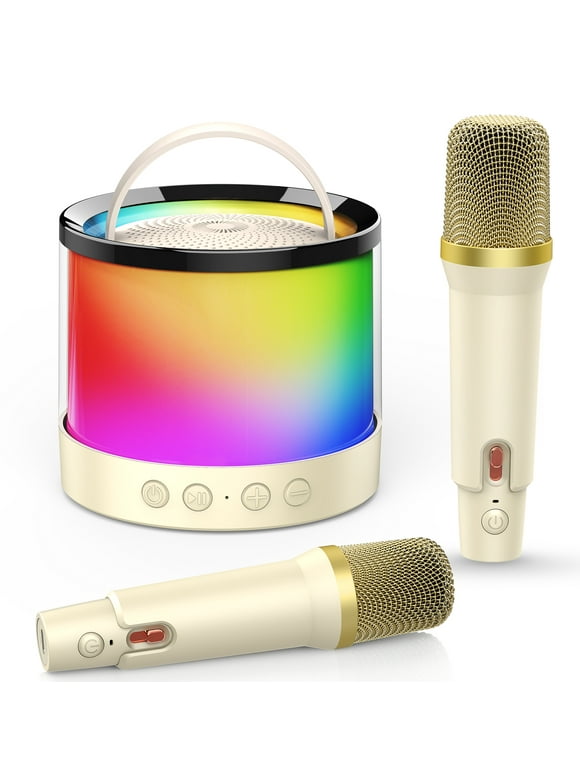 Mini Karaoke Machine Microphone for Kids Adults, Portable Bluetooth Speaker with 2 Microphones, Toys Gifts for 3 4 5 6 7 8+ Year Old Girls Boys Adults