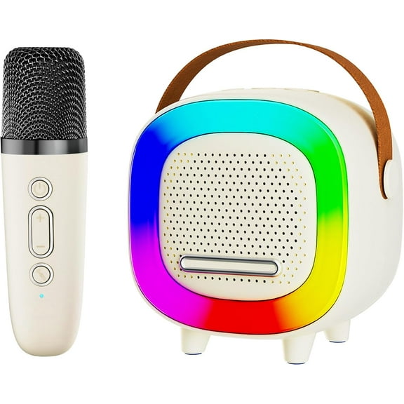 Mini Karaoke Machine Speaker for Kids Adults, Portable Bluetooth with 1 or 2 Wireless Microphones, Children's Day Birthday Gift Ideas for Toys for Teens Boys and Girls Aged 4, 5, 6, 7, 8, 9, 10, 12+