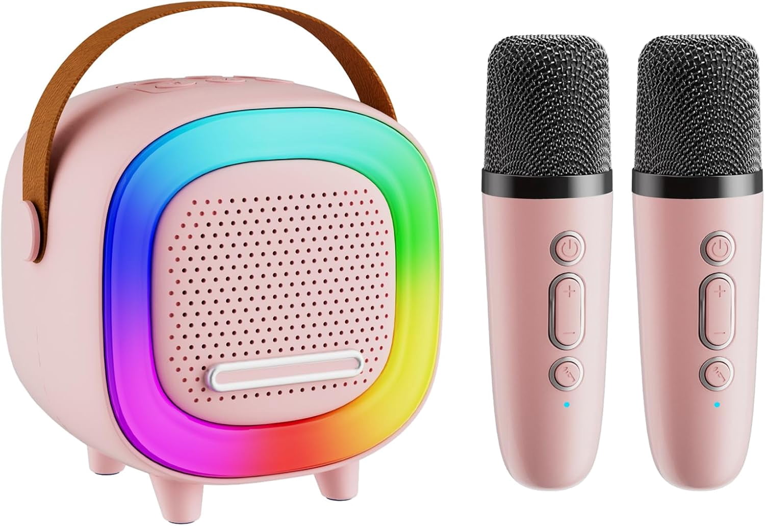 Mini Karaoke Machine Speaker for Kids Adults, Portable Bluetooth with 1 or 2 Wireless Microphones, Children's Day Birthday Gift Ideas for Toys for Teens Boys and Girls Aged 4, 5, 6, 7, 8, 9, 10, 12+