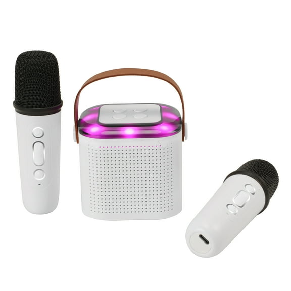 Mini Karaoke Machine for Kids Adults, Portable Bluetooth Karaoke Speaker with 2 Wireless Mics and LED Color Lights, for Home Birthday Party