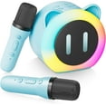 thumbnail image 1 of Mini Karaoke Machine for Kids Adults，Portable Karaoke Speaker with 2 Wireless Microphones，Toys Birthday for Girls 4,5,6,7,8,9,10,11,12+ Years (Blue), 1 of 7