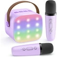 thumbnail image 1 of Mini Karaoke Machine with 2 Wireless Microphones,  Christmas Birthday Toy Gift （Purple), 1 of 9