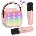 thumbnail image 1 of Mini Karaoke Machine with 2 Wireless Microphones Portable Mini Karaoke Machine for Kids for Christmas Party Gift, 1 of 8