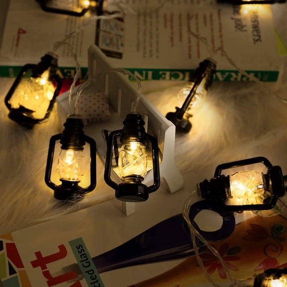 Mini Kerosene Lamp String Lights 40 LED 20FT Decorative Lights Battery Operated Novelty Fairy Light for Indoor Outdoor Christmas Bedroom Party Garden Decorations(Black)