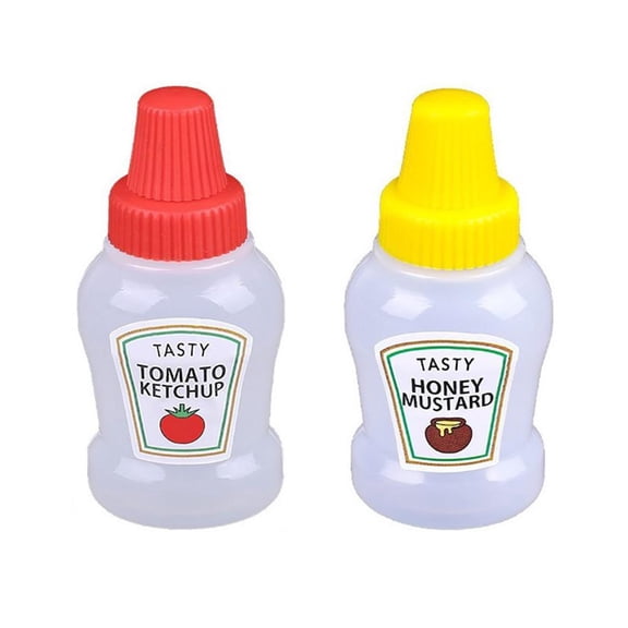 Mini Ketchup Bottles, Plastic Salad Dressing Container, travel condiment containers, Bento Box Accessories, Squirt Squeezable Jar for Sauces Syrup (Soy saucesalad 2pcs)