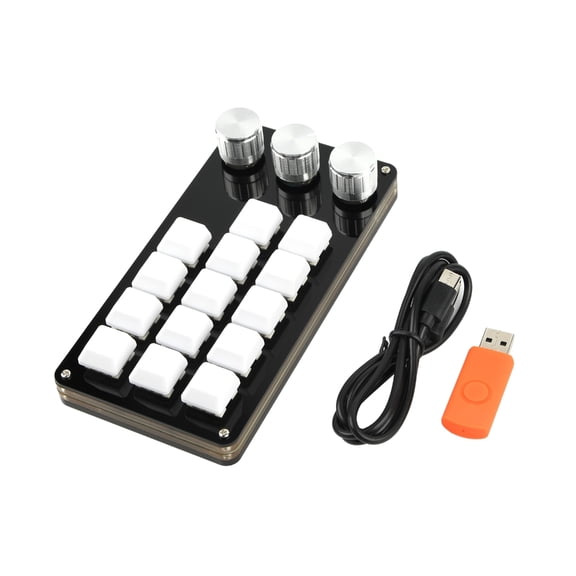 14 Keys Programmable Keyboard USB Mechanical Gaming Keyboard,One-Hand Macropad Keyboard 3 Knobs for Editing Gaming