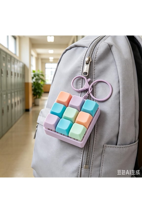 Mini Keyboard Fidget Keychain Toy, 9-Key Clicker Stress Relief Fidget Toy Backpack Pendant for Kids Adults Anxiety Relief