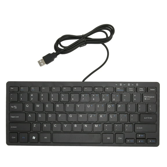 Mini Keyboard Mini Ultra Thin 78 Keys USB Wired Keyboard Scissor Keys Plug and Play Business Office Home Laptop Keyboard Black
