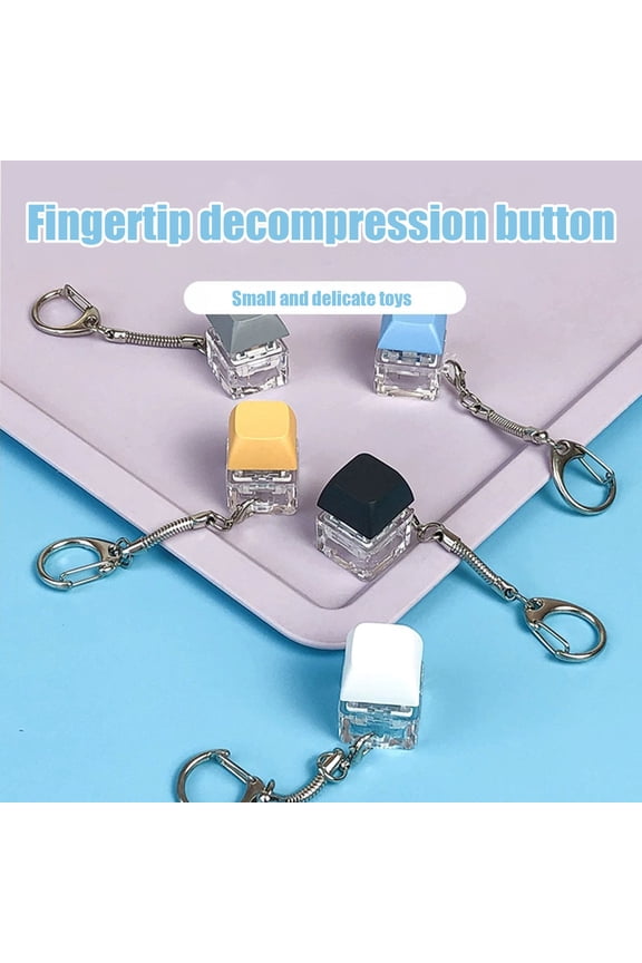 Mini Keyboard Squeeze, Desk Squeeze Toys, 1X1 in Transparent Switch, Office Desk, Pink, 1 Pc, 1 Lanyard