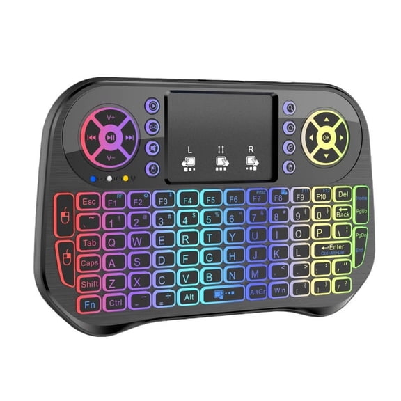 Mini Keyboard with Bluetooth & 2.4G for Android TV Box/PC/FireStick/Laptop with Touchpad, Backlit, USB Dongle-i-10Black