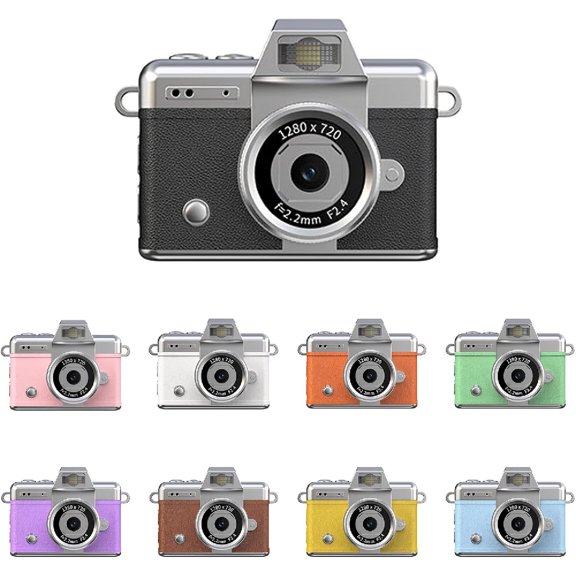 Mini Keychain Camera, 1080P HD Portable Camera with Flip Screen, Built-in Flash, 8GB Storage (Expandable), Type-C Charging, for Students Travel & Concerts(Black)